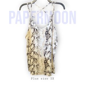 Papermoon Plus Size Snake Print Camisole - Cream and Black